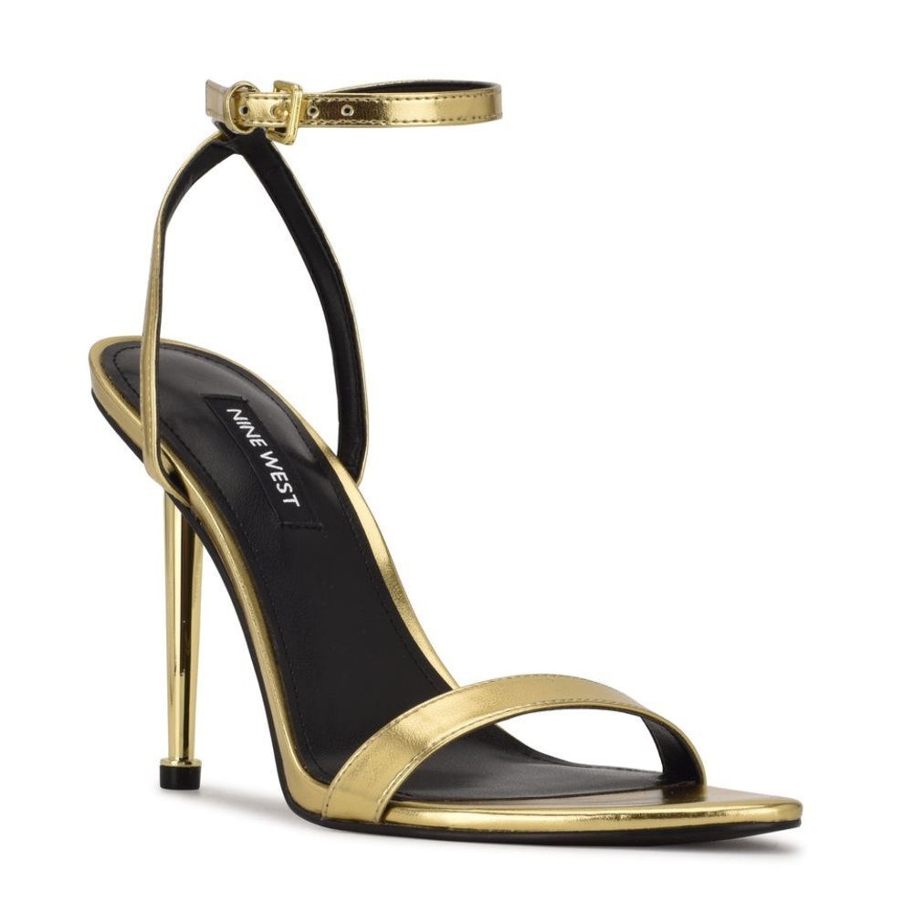 Nine West Women's Reina Ankle Strap Sandal, SZ 10, Gold Metallic, Store Display